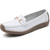 Rodawu Donna Mocassini Scarpe di Guida Eleganti Casual in Pelle e Leggera Loafer Bianco 38EU