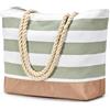 oscaurt Borsa da spiaggia con chiusura lampo, grande borsa shopper impermeabile, borsa da viaggio, borsa da donna, borsa a tracolla, regalo per donne, verde oliva, xl