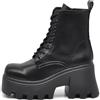 IF FASHION Stivaletti Tronchetti Anfibi da Donna In Pelle Sintetica Con Tacco Grosso Platform Zeppa Dippio Fondo Carrarmato MP752-1 nero N.41