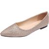 FGRID Scarpe Basse da Donna con Ballerine da Sposa, Scarpe da Ballo per Damigelle d'Onore con Punta Chiusa con Paillettes, Ballerine Eleganti con Ballerine in Ecopelle,d'oro,41
