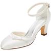 Emily Bridal Scarpe da Sposa Avorio tacco Alto Cinturino alla Caviglia Rotonda Scarpe da Sposa Arco, beige, 35 EU