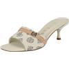 GUESS Sandalo PeomitTacco Donna, Logo arcobaleno bianco beige 140, 35 EU