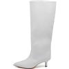 IF Stivali alti donna eleganti A punta affusolata tacco Kitten Heels sottile medio comodi chic moda classica GA048 Bianco N.36