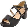 Lizoleor Sandali Donna Tacco Largo Medio Plateau Scarpe Peep Toe Con Cinturino Alla Caviglia Fibbie Sposa Estive Comodo Prom Vestito Lovely Nero Numero 33 EU