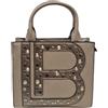 Laura Biagiotti Borsa da Donna, Borchie, Doppi Manici, Tracolla Regolabile Rimovibile, 22 x 21 x 9 cm