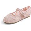 Feversole Girls Cute Dress,Ragazze Mary Jane Strap Scarpe Basse Ballerine da Principessa Scarpe da Scuola Piatte Fiore Nero Cinturino Elastico in Pizzo Rosa 30 EU