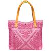 Markotex Borsa Mare in Cotone, con Chiusura a bottone magnetico, manici in Cuoio, Leggera e Pieghevole, Ampia Capacità Donna per Shopping, Viaggio, Campeggio - Sarda MADE IN ITALY (Fuchsia)