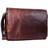 STILORD Maximus Borsa XXL in Pelle - Grande Borsa Messenger per Laptop 17, 18, 19 e 21 Pollici - Cartella Business, Ufficio e Tracolla in Vera Pelle Colore:cognac marrone scuro