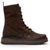 Infinity Leather Stivaletti Stringati da Donna Fly Rami Combat in Pelle Scamosciata Marrone Espresso.