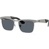 Ray-Ban Occhiali da sole unisex Wayfarer Deluxe (confezione da 1), 029/R5 Canna di fucile sabbiata su canna di fucile/blu, 53 mm