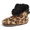 Dearfoams Beth Furry Foldover Boot, Pantofole Donna, Leopard, Medium