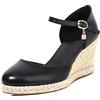 Lroey Reoly Espadrille con Tacco Alto Donna, Sandali Punta Rotonda Eleganti Zeppa Scarpe da Sera con Plateau Fibbia con Cinturino Alla Caviglia Bow 167 Nero Numero 34 EU