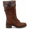 Infinity Leather Stivali da Combattimento Invernali in Pelliccia Sintetica Marrone da Donna Mustang, a Metà Polpaccio