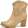 IF Fashion Scarpe Stivali Stivaletti Alla Caviglia Camperos Texani Tacco da Donna G633 beige N.40