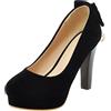 Lroey Reoly Décolleté con Tacco Largo da Donna, Pompe al Tallone Alto Punta Rotonda Senza Chiusura Scarpe da Sera con Plateau Bowknot Moda Ofdxyo Nero Numero 31 EU