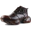 OSSTONE Retro Stivali da Sneaker Casual Moto per Uomo Moda Lace-Up Pelle Vintage Shoes OS-5008-S-1-IT-R