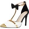 Smilice Scarpe a T da donna con tacco a spillo con fiocco