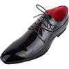 ABSOLUTE FOOTWEAR Scarpa elegante da uomo con lacci, colore nero lucido, con inserto rosso e punta a punta, Nero , 40 2/3 EU
