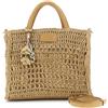 CAFèNOIR - Borsa A Mano In Rafia Con Lavorazione Crochet Con Charms, Da Donna, Colore Noce, Taglia Onesize