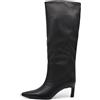 IF Stivali alti donna eleganti A punta affusolata tacco Kitten Heels sottile medio comodi chic moda classica GA047 nero N.37