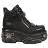 New Rock Stivaletto Metallic M.1065-S1 per uomo e donna in pelle bovina nera piattaforma 5 cm tacco 8 cm stile punk gotico unisex urbano TAGLIA 43