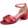 Onewus Sandali da donna alla moda aperta con tacco a blocco, Colore: rosso, 35 EU