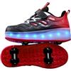 Hixingo Scarpe con Rotelle per Ragazzi Ragazze, Colore Sfumato Bambino 2 in 1 Scarpe da Skateboard con LED Sneakers Sportive Scarpe Ginnastica Pattini a Rotelle con 4 Ruote Outdoor Unisex