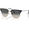 Ray-Ban RB4416 New Clubmaster Occhiali da sole quadrati, Grigio scuro su oro rosa/grigio sfumato, 53 mm