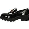 Valleverde 36245 Mocassini Casual Donna Vernice Nero Tacco Grosso 4Cm Suola Gomma