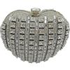 CORIOS Borsetta da Sera da Donna Clutch in Cristallo a Forma di Cuore Strass Borsa a Mano Pochette Piccolo con Catena Elegante Borsa a Tracolla a Spalla per Ballo Cerimonia Cocktail Festa Argento