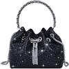 TOPALL Pochette Elegante, Borsa Secchiello Donna, Brillantini Strass Glitter, Clutch Donna, Borsa da Sera Piccola con Glitter/Matrimonio/Festa/Bar/Modo (B-Nero)