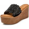 JOMIX Ciabatte Donna Estive Pantofole Estate Ragazze Zeppa Alte da mare Sandali Comode Elegante da Spiaggia Casual SD9102 (Nero,39)