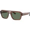 Ray-Ban Rb4397 Corrigan Occhiali da sole quadrati, marrone trasparente/verde scuro, 54 mm
