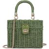 Youjaree Borsa a tracolla in vimini intrecciata a mano, da donna, in paglia, da spiaggia, con manico superiore, con tracolla a catena, Verde, Small, Carino e alla moda