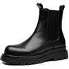 Generico Stivaletti Chelsea Uomo Neri con Punta Arrotondata E Suola Spessa, Tronchetti Impermeabili Slip-On, Scarpe Casual Moda per Autunno Inverno