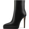 QUEEN HELENA Tronchetti con Plateau Stivaletti con Tacco a Spillo Donna K3452 (Nero Pu, Sistema Taglie Calzature EU, Adulto, Donna, Numero, Media, 36)
