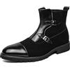 Generic Stivaletti Chelsea Uomo in Pelle con Punta Arrotondata, Tronchetti Bassi con Cinturino in Camoscio, Scarpe Casual Impermeabili da Passeggio,Nero,42 EU