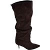 Malu Shoes Stivale Alto Slouchy camoscio Marrone Donna Linea Basic con Tacco a Spillo Kitten 5 cm Gambale Over a Punta Zip (41 EU)