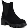 Generico Stivaletti Chelsea Donna in Camoscio Tacco Largo Elastico Laterale Slip On Comodi Antiscivolo Resistenti Eleganti per Uso Quotidiano Ufficio Streetwear,Nero,40 EU