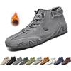 Overhil1s Uomo Stivali Alti in Pelle Scamosciata Fatti a Mano, Beck Scarpe Uomo Impermeabili Antiscivolo Leggere Traspiranti Stivali Uomo for l'escursionismo e la Guida (Color : Gray+Velvet, Size : 41 EU)