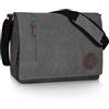 Leathario Borsa a Tracolla Uomo per Laptop 15.6 Pollici, Modello Messenger in Pelle Vera e Tela per Lavoro, Università e Scuola, Grigio