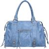 Gave Lux Borsa a Spalla Donna Vera Pelle Scamosciata Prodotto artigianale Made in Italy Traversina Regolabile Lavoro e Viaggio Blu Jeans 41x28x13cm, GLX220609023FBG-BLU_JEANS