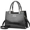 CORIOS Vintage Borsa a Mano da donna Modello Coccodrillo Borsa a Tracolla PU Pelle Borse a Spalla Multi-Tasche Borse Messenger Elegante Tote per Shopping Lavoro Incontri Viaggio Nero