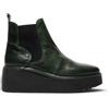 Infinity Leather Fly HELY Stivali Chelsea Donna in Pelle Verde Petrolio con Plateau