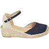 NOESLOMISMO BY DILEMA Espadrillas di iuta Donna La Vita Rosa in Piano di 3 Corde e 5 Cm. con punta chiusa e fibbia alla caviglia, Marino, 38 EU, 0646680856201