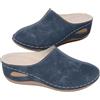 HESYSUAN Pantofole da donna foderate in pelliccia, comode pantofole invernali con zeppa e plateau, comode, larghe, in pelle scamosciata, senza schienale