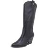 QUEEN HELENA Camperos Donna Stivali Texani a Punta Donna X28-111 | Stivaletti ecopelle, fodera sintetica, suola in gomma, tacco cubano 6,5 cm, zip laterale, gambale 32 cm, punta rialzata