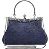 BAIGIO pochette da donna elegante borsa da sera vintage pochette floreali borsa a tracolla per feste, matrimoni, borsa da sposa in pizzo, #B-Marine, S