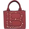 Laura Biagiotti Borsa da Donna, Borchie, Doppi Manici, Tracolla Regolabile Rimovibile, 22 x 21 x 9 cm