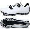 Treer Scarpe MTB Uomo Donna Scarpe Ciclismo Unisex, Traspiranti Scarpe da Equitazione Scarpe MTB Road SPD Scarpe Ciclismo Strada con Blocco Pedale Scarpe da Ciclismo da Bici 40 EU Bianco